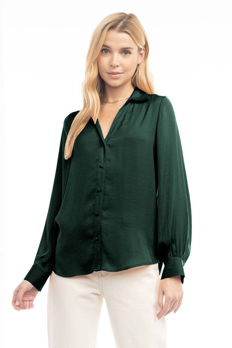 Hunter Satin Button Down Blouse