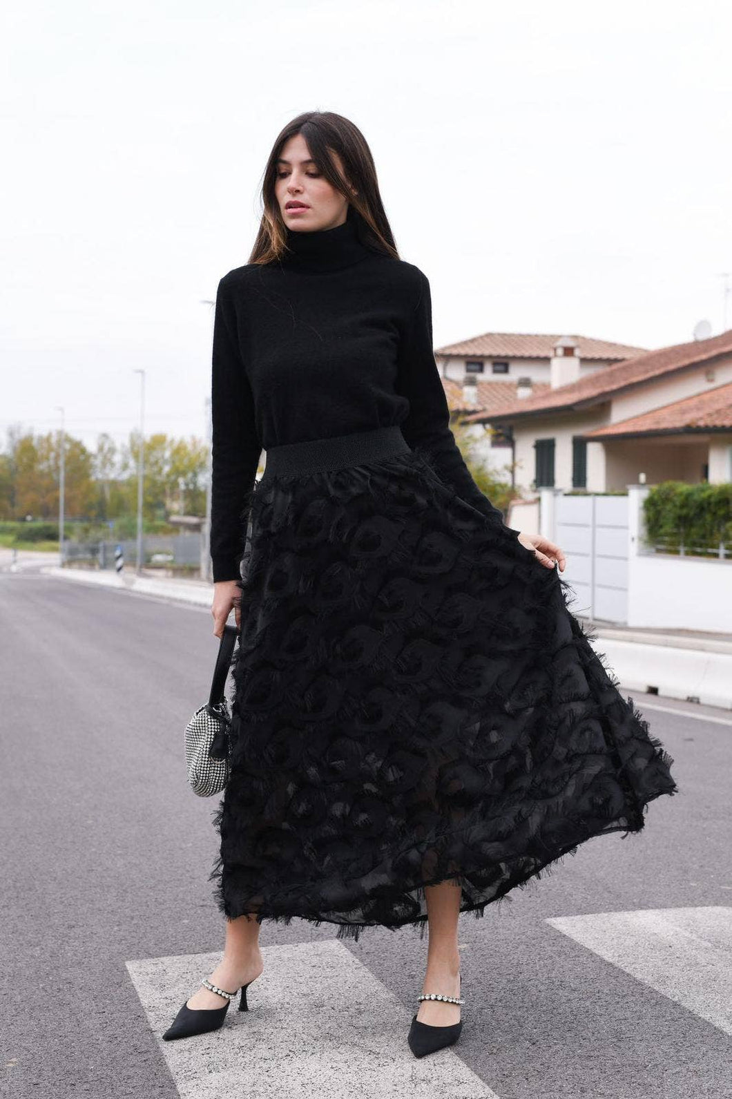 eyelash_tulle_party_skirt_long_black_holiday_one_size