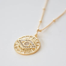 Load image into Gallery viewer, KW Designer Evil Eye Medallion on 24&#39; Satellite Ball Chain
