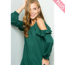 Load image into Gallery viewer, Emerald Ruffled Shoulder Top
