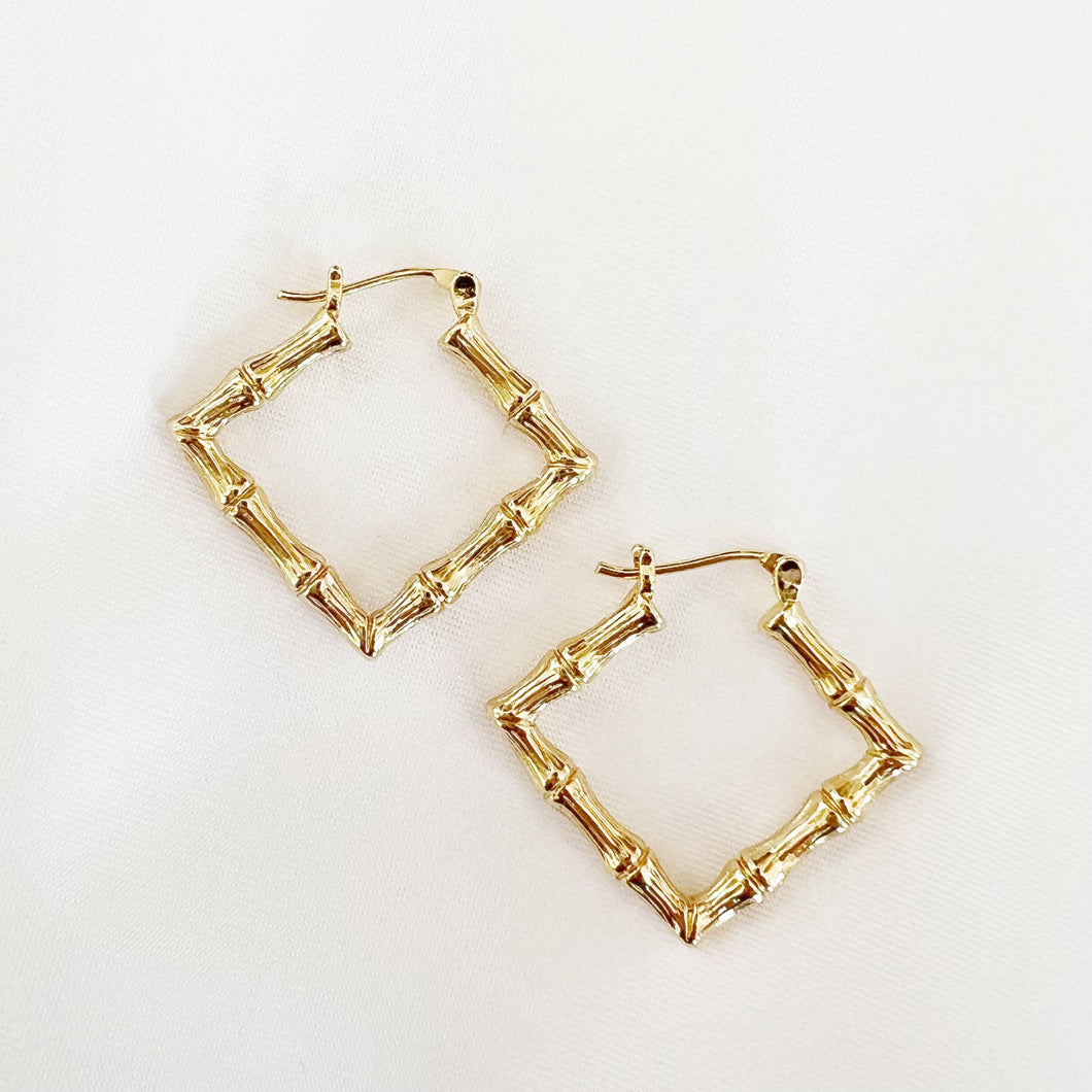 Throwback Bamboo Hoops Gold Filled for