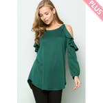 Load image into Gallery viewer, Emerald Ruffled Shoulder Top
