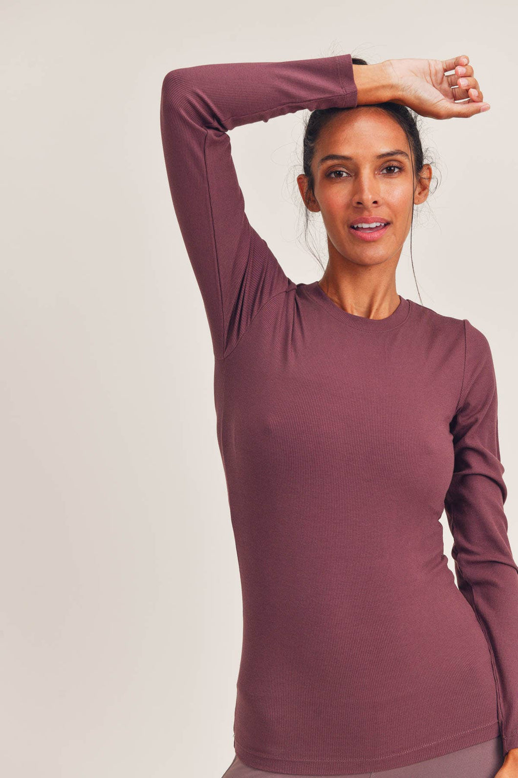 Merlot Essential Micro-Ribbed Athleisure Top