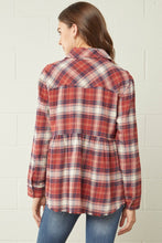 Load image into Gallery viewer, Peplum Plaid Button-up
