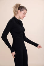 Load image into Gallery viewer, 90&#39;s Ribbed Cropped Polo Long Sleeve
