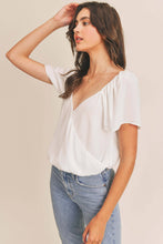 Load image into Gallery viewer, Surplice Flowy Sleeve Blouse -White
