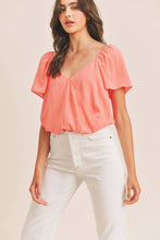 Load image into Gallery viewer, Surplice Flowy Sleeve Blouse -Shell Pink

