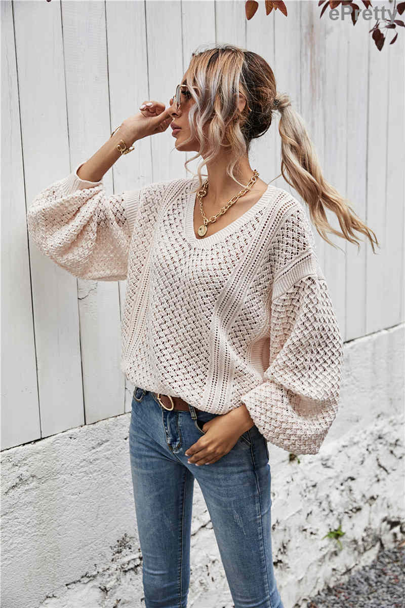 Cream Knit Slouchy Sweater