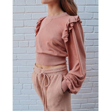 Load image into Gallery viewer, Avery Ruffle Crop Pullover -2 Colors
