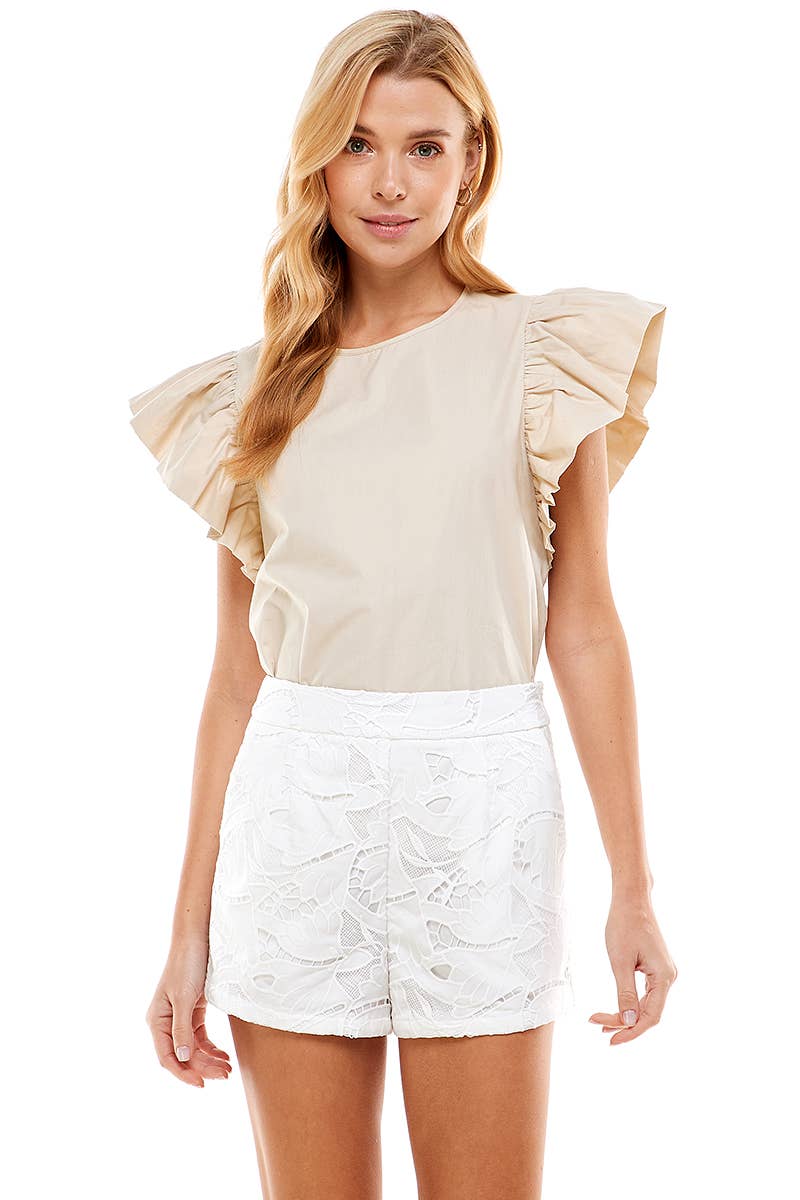 Ruffle Sleeve Casual Top