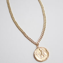 Load image into Gallery viewer, KW Signature Large Greek Two Sided Coin &amp; Textured Chain -24KTP
