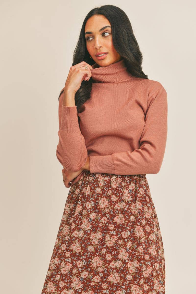 Make You Wonder Mock-neck Fitted Turtleneck